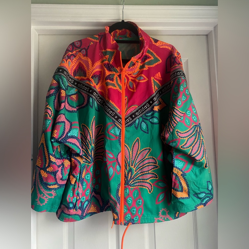 FARM Rio x Adidas Vibrant Floral Bomber Jacket SIZE 2X track suit ATHLEISURE - Picture 7 of 13